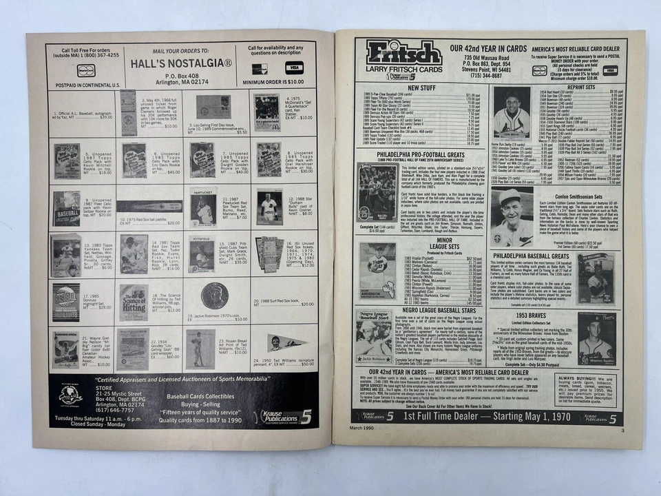 ORIGINAL Vintage Mar 1990 Baseball Card Price Guide Magazine w/ Cards Todd Zeile Foto 3 de 4