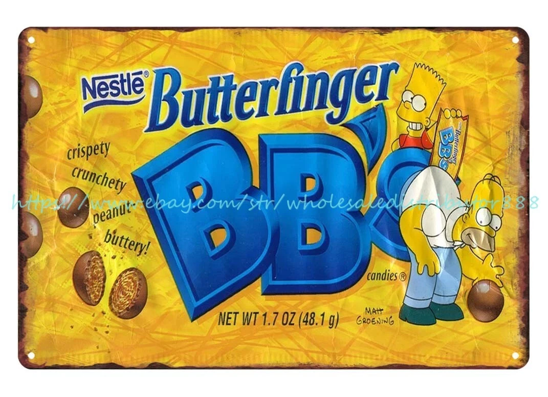 hanging wall decor Butterfinger BB's retro candy metal tin sign | eBay