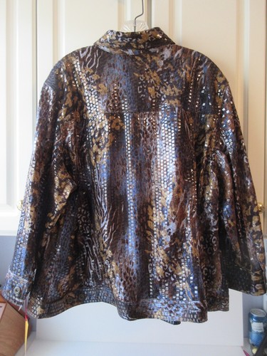 RUBY ROAD Jacket Women's Size 24W Shiny Textured ANIMAL PRINT NWT - Picture 2 of 16