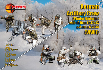 Mars Figures 72142 German Artillery Crew with 10,5cm LG42/43 / 8cm s.G.W.34 1/72