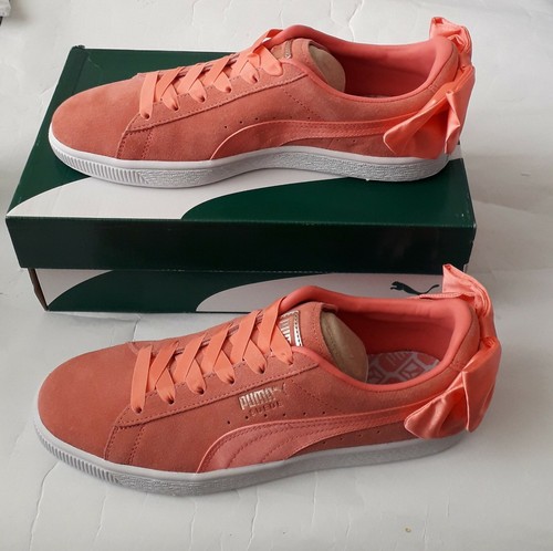pink puma trainers with bow