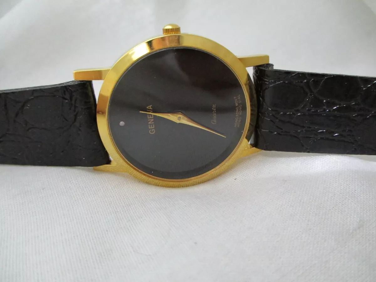 Geneva watch gold and black clearance