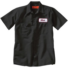ELVIS Embroidered PATCH Mechanic WORK SHIRT Auto Gas Kustom Rockabilly Punk red