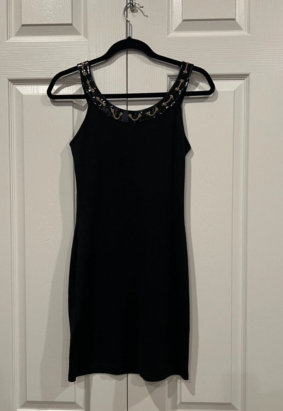 Autentico! Gianni Versace Lana Mini Abito Nero Lana Taglia 40 Small