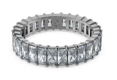 Swarovski - Matrix ring - Baguette cut, Gray, Ruthenium plated - Size: 58
