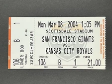3-8-2004 KC Royals @ SF Giants Ticket - Jose Bautista / Zack Greinke Rookie Yrs