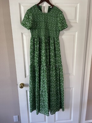 Zara green floral printed smocked ruched Maxi dress XS | eBay Zara green floral printed smocked ruched Maxi dress XS | eBay