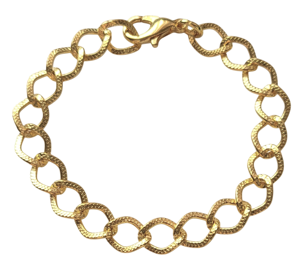 ❤ 12 x GOLD Plated Charm BRACELETS CHOOSE Textured Square Curb
