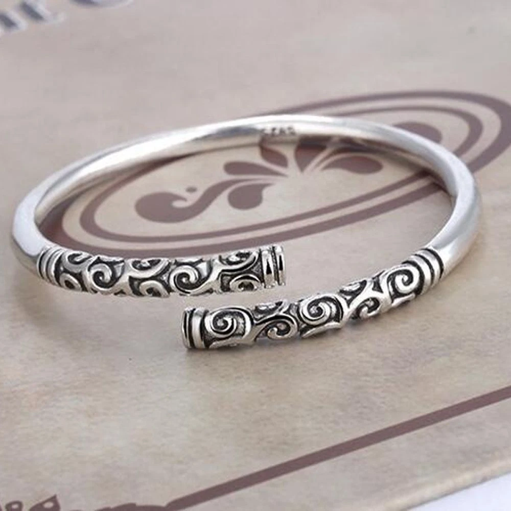 2022 925 Sterling Silver Bangle Bracelet Women Girls Ladies Boho Charm Jewellery