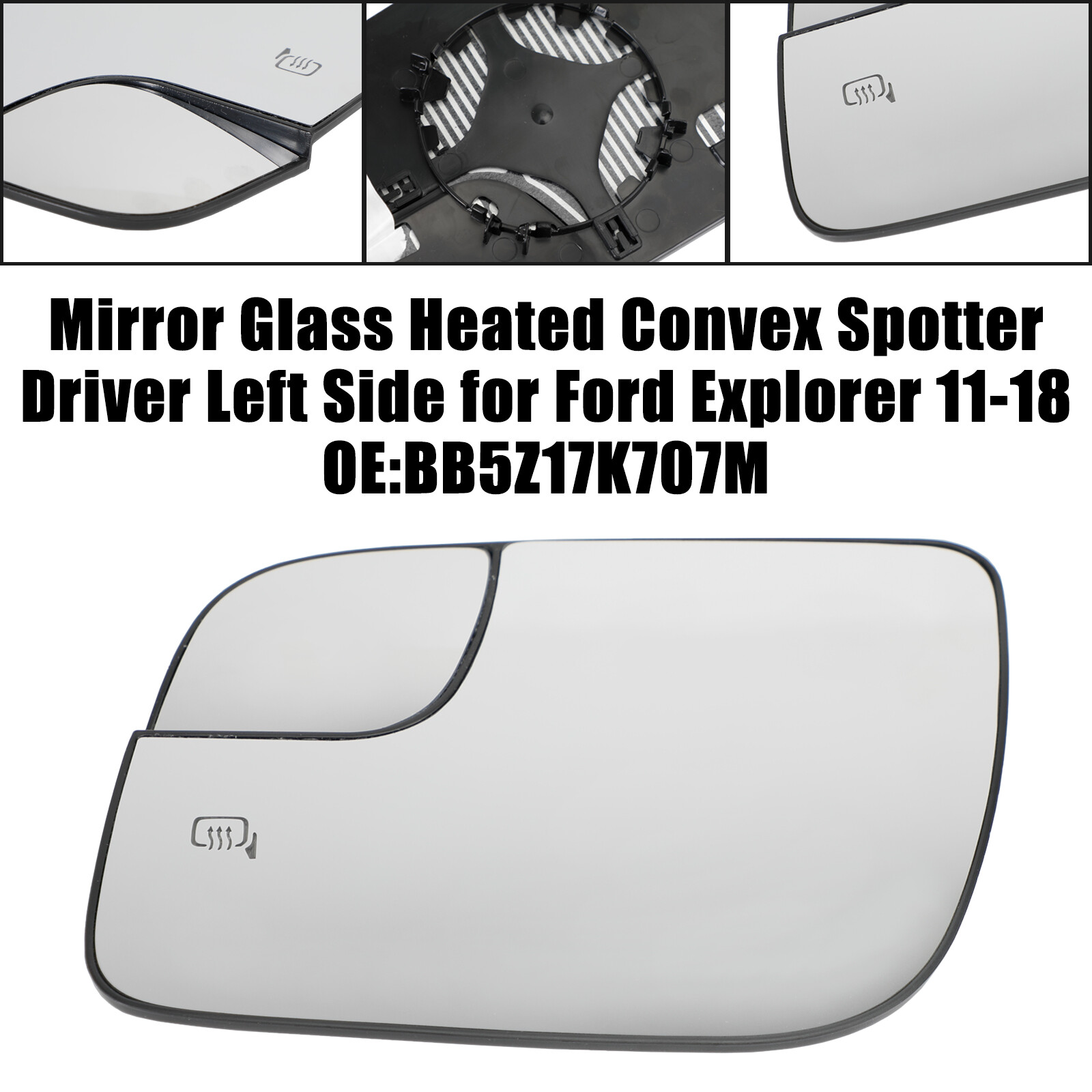 Heated Convex Mirror Glass for 2011-2018 Ford Explorer Left Side Spotter Driver
