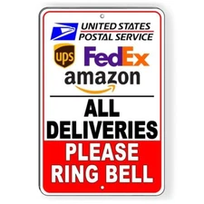 All Deliveries Please Ring Bell Sign METAL 3 sizes delivery usps fedex ups SI121