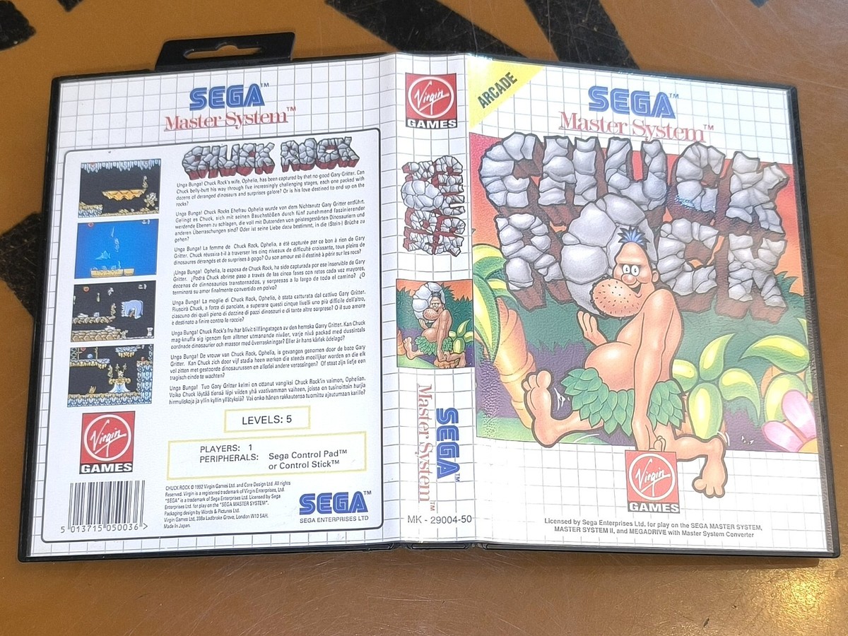 Jeu Chuck Rock Version Originale Sega Master System - Complet (boîtier, Manuel) - Bon état