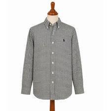 Ralph Lauren Oxford Button Down Long Sleeve Shirt Green Checkered Preppy Kids