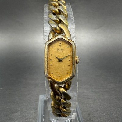 Seiko Watch Women 14mm Champagne Dial Gold Tone Hexagon 2e20-5369 New Battery