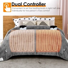 90"x100" Electric Heated Blanket with Dual Control 10 Heat Settings Soft Blanket