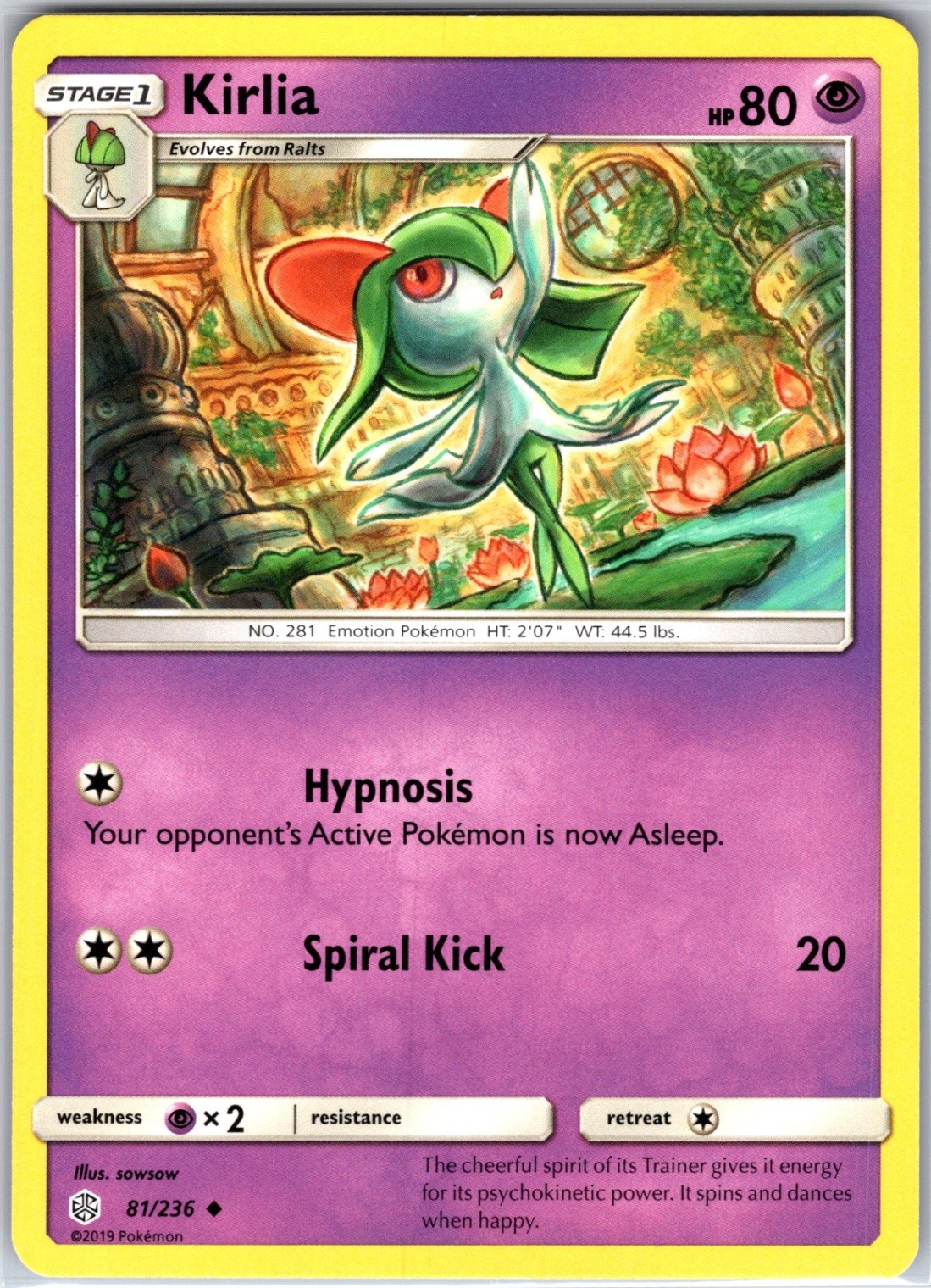 Kirlia 81/236 Uncommon Regular Card SM - Cosmic Eclipse Pokemon TCG NM