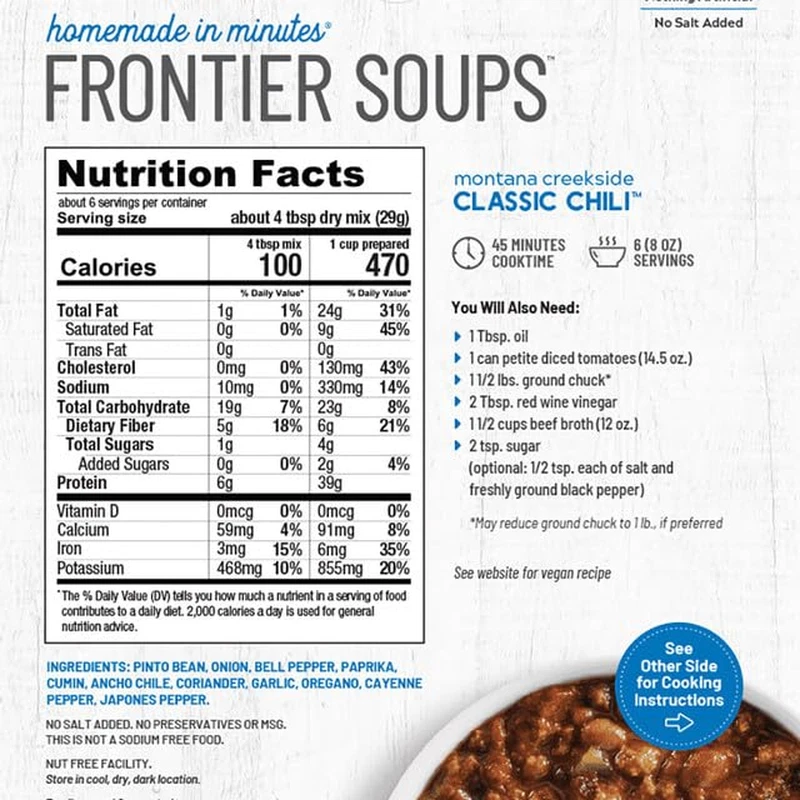 Frontier Soups casero en minutos Montana Creekside chile clásico, 6,25 OZ, 2 P Foto 2 de 4