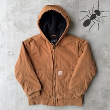 Vintage Y2K Carhartt YOUTH brown hooded work wear jacket