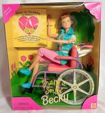 🧡 1996 Share a Smile Becky 🦽 NRFB ✨ Mattel Barbie Wheelchair Friend 💕