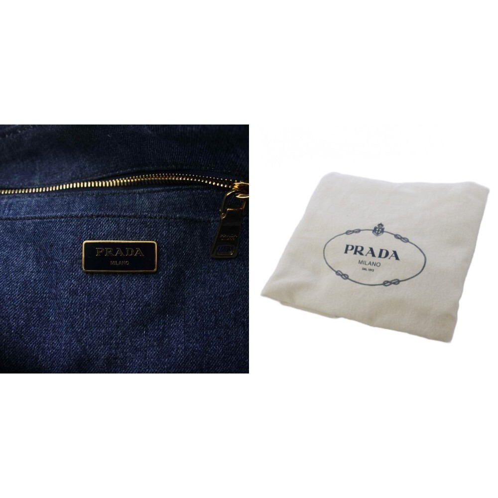 PRADA Canapa Denim Handbag Tote Bag Shoulder Bag 2WAY Blue 1BG642 KH OH Ladies f thumbnail 9