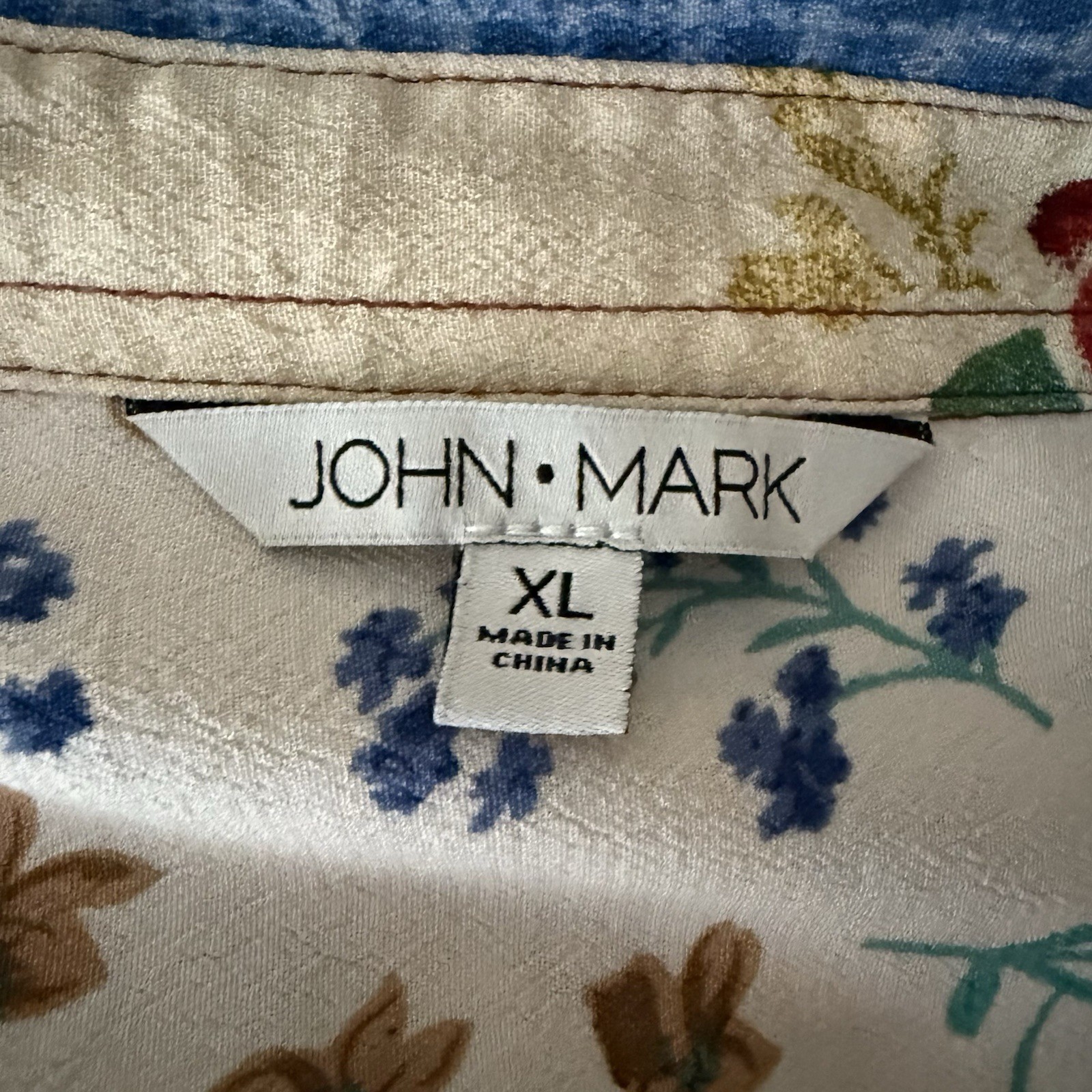 JOHN MARK XL Patchwork Floral Boho Button Up Shir… - image 5