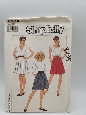 UNCUT Simplicity Patterns 8439 MISSES PLEATED SKIRTS, Sz 10