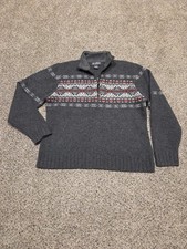 Woolrich 100 Lambs Wool Womens Large 1/4 Button Sweater Nordic Design