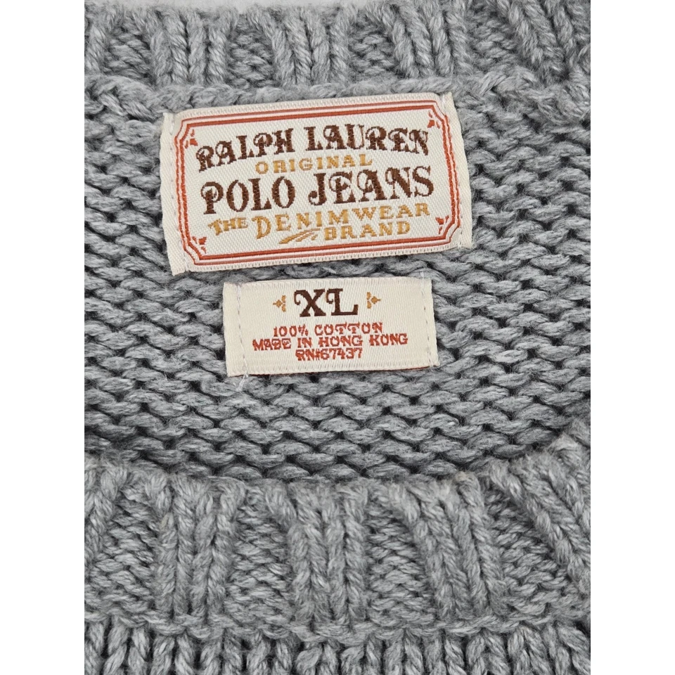 Ralph Lauren Polo Jeans Co Juvenil XL Gris Bandera Americana Suéter De Colección EE. UU. Tejido Foto 4 de 4