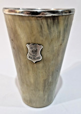 Stirrup cup beaker may 7th 1916 Horn with Silver Lip Besorbon  snuff advertising