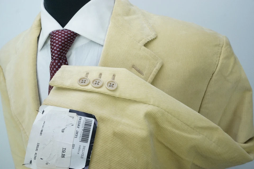 Chaqueta Abrigo Deportivo Burberry London Amarillo Beige Pana Mezcla Algodón 46R NUEVA Foto 4 de 4