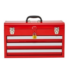 20.5-Inch Metal Tool Box with 3-Drawer Organizer, Portable and Red