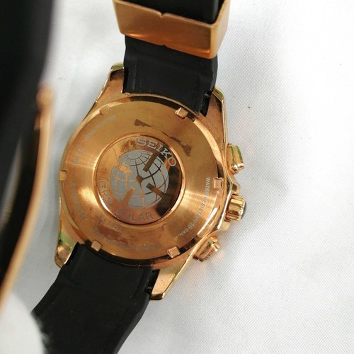 Seiko Astron 8X53-0AC0-2 GPS Jour Date Céramique St. Acier Blk Or Solaire Montre - Photo 2 sur 6