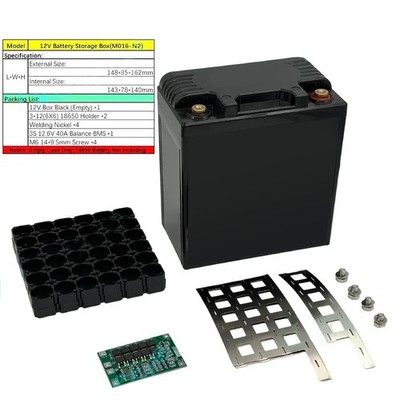 DIY 12V 3S 12P 30Ah 35Ah 18650 Battery Storage Box Holder+3S 40A BMS &Nickel AEU