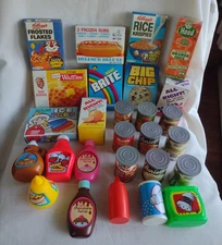 Vintage Lot Of Pretend Play Food Cardboard Boxes & Plastic Cans
