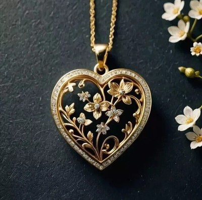 14K Yellow Gold Plated 1.50Ct Round Cut Moissanite Fancy Heart Shape Pendant