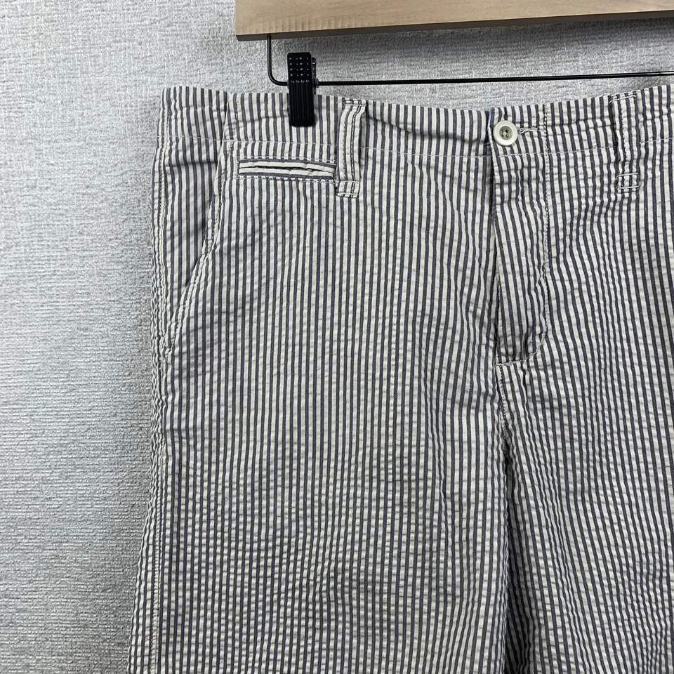Pantalones Cortos Merona Para Hombre 36 Azul Blanco Seersucker Algodón Informal Rayas Verano Preppy Foto 2 de 4