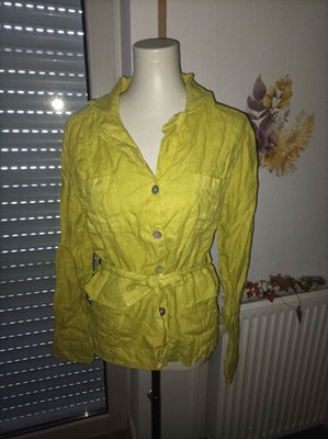 grüne Blusenjacke DEERBERG blazer jacke 100 % Leinen gr. M