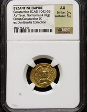 Byzantine Empire Constantine IX AD 1042-55 AV Tetar. Nomisma AU