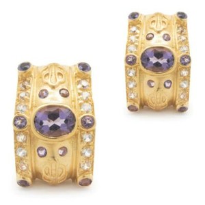 Authentic Gold Plated Sterling Silver Amethyst and White Topaz Earrings