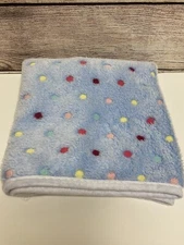 LIGHT BLUE W/COLORFUL DOTS UNBRANDED LOVEY SECURITY 18 X 29" APPROX GUC SOFT