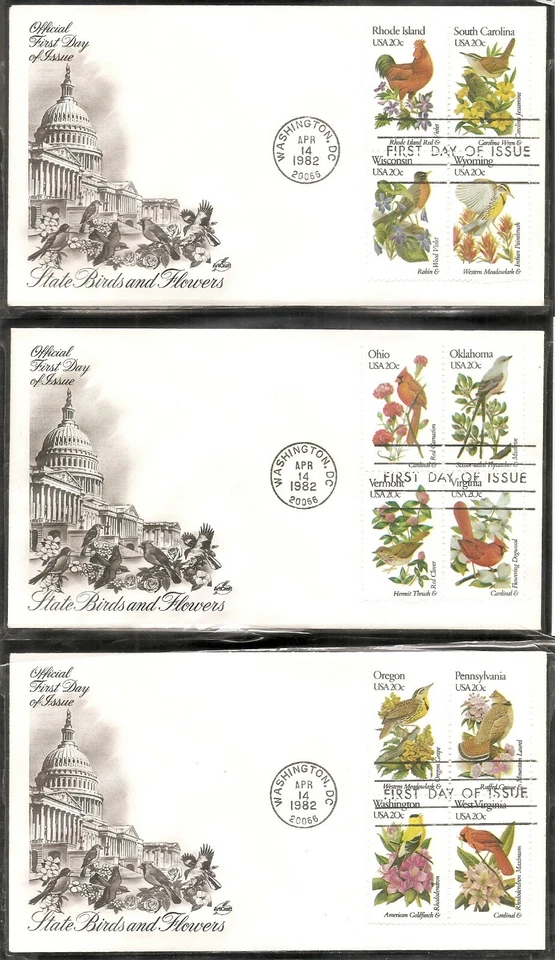 US SC # 1953-2002 State Birds And Flowers FDC. Set on 12 Covers. Artcraft Cachet - Image 3 of 4