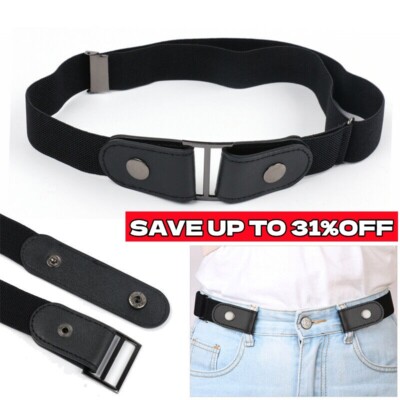 Womens Mens Buckleless Invisible Belt Elastic Jeans Convenient