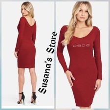 NWT BEBE SIZE S LONG SLEEVE LOGO DRESS Sexy party dress, available in 3 colors!!