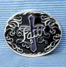 Faith Cross Belt Buckle Black Purple Christian Religious Gothic Vintage .TWY952