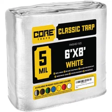 6 Ft. X 8 Ft. White 5 Mil Heavy Duty Polyethylene Tarp, Waterproof, UV Resistant