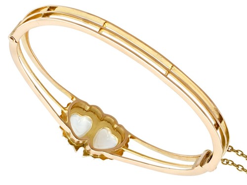 Antique Victorian 4.90ct Moonstone and Seed Pearl 15ct Rose Gold Bangle - Picture 7 of 14