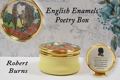 Schöne englische Emaillen Die Poesie der Liebe Emaillebox ~ Burns ~ Franklin neuwertig 