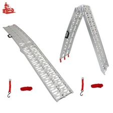 2pcs*7.5 ft Aluminum Arched Motorcycle Truck Lawn Folding Loading Ramps ATV/UTV