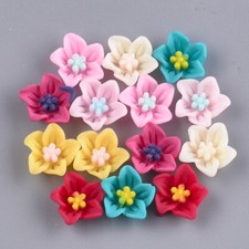 6 Flower Cabochons Flatbacks Assorted Lot Flat Back 13mm Resin Jewelry Supplies