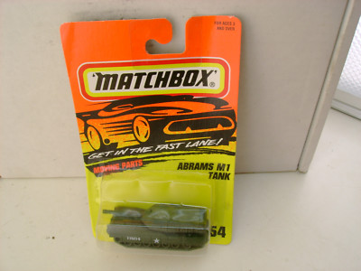 1995 MATCHBOX SUPERFAST #54 MILITARY OLIVE GREEN ABRAMS M1 TANK NEW DAMAGE CARD